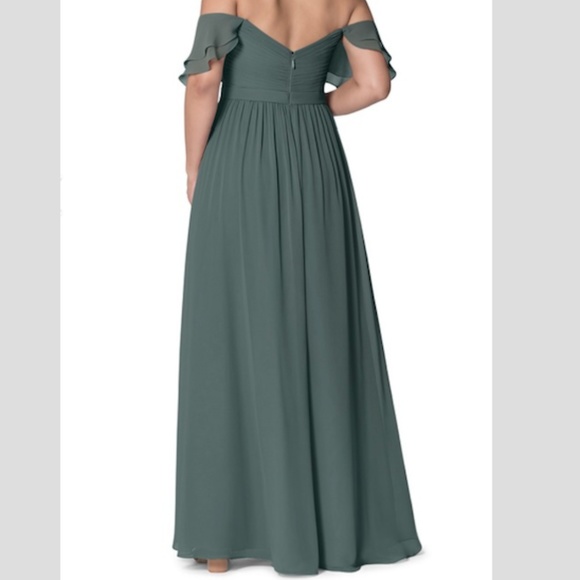 Off the shoulder chiffon dress PEWTER 14-16 - Picture 3 of 5